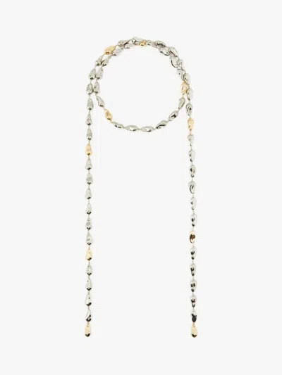 Max Mara Tie Necklace With Pearls In Silver