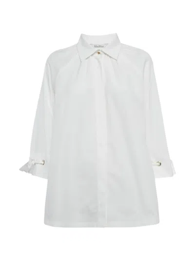 Pre-owned Max Mara Tie-sleeve Blouse In White