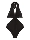 Max Mara Tie V-neck Cassie Swimsuit In Black