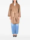 Max Mara Tie-waist Camel Coat In Brown