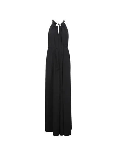 Max Mara Alamaro Fluid Satin Sleeveless Jumpsuit In Black