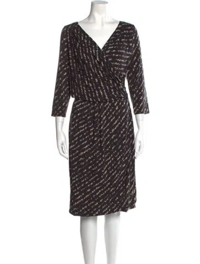 Pre-owned Max Mara Tie-dye Print Midi Length Dress In Black