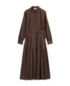 Max Mara Tiered-hem Shirt Dress In Brown