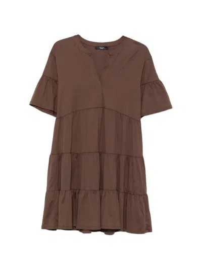 Max Mara Tiered Ruffled Mini Dress In Brown