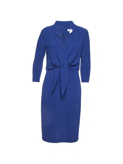 Pre-owned Max Mara Tie-up Crepe Dress In Blue