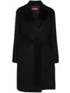 Max Mara Cles Virgin Wool Blend Belted Coat In Black