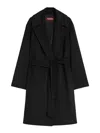 Max Mara Cles Virgin Wool Blend Belted Coat In Black