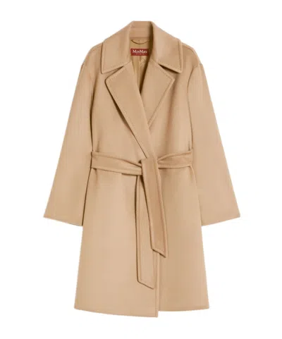 Max Mara Tigre Wool Wrap Coat In Nude