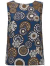 Max Mara Reversible Geometric Pattern Top In Blue