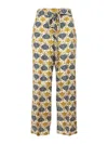 Max Mara Silk Printed Wide-leg Trousers In Yellow