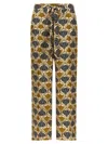 Max Mara Silk Printed Wide-leg Trousers In Yellow