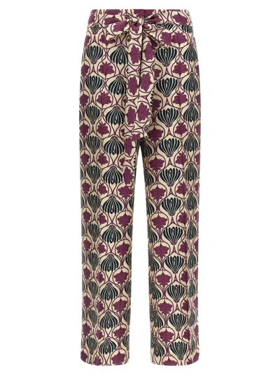 Max Mara Floral Bow Detail High Waist Trousers In Multi