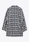 Max Mara Timeless Printed Reversible Long-sleeved Silk Shirt In Blue