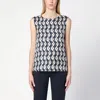 Max Mara Timeless Reversible Blue Sleeveless Top In Blue