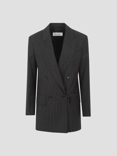 Max Mara Timeless Virgin Wool Jacket In Black White