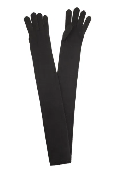 Max Mara Timor Cashmere Long Gloves In Black