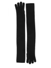 Max Mara Long Knitted Five Fingers Soft Gloves In Black