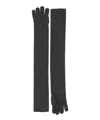 Max Mara Long Knitted Five Fingers Soft Gloves In Grey