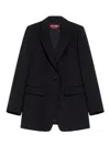 Max Mara Crepe Wool Suit Coat In Black