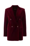 Max Mara Tiziano Red Stretch Velvet Blazer In Red