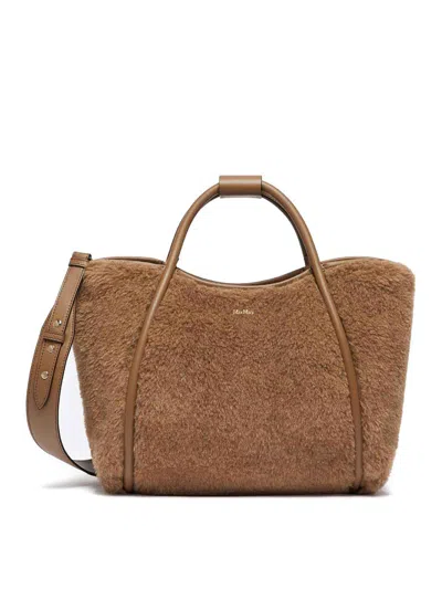 Max Mara Small Marine Bag In Alpaca And Cashmere Teddy Fabric In Brown