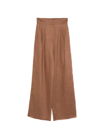 Max Mara Tmateria Pleated Linen Trousers In Multi