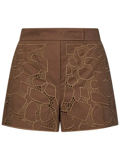 Max Mara Tobacco Cotton Shorts In Brown