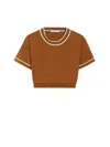 Max Mara Uscio Striped-trim Knit Crop Top In Brown
