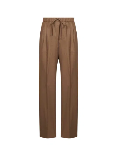 Max Mara Tobacco Stretch Cashmere Gatti Drawstring Trousers In Brown