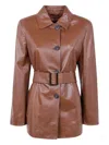 Max Mara Leather 'tolmin' Jacket In Brown