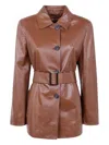 Max Mara Tolmin Leather Jacket In Brown