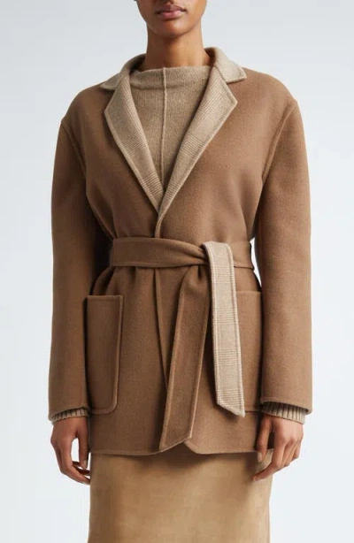 Max Mara Mirko Reversible Wrap Coat In Tobacco