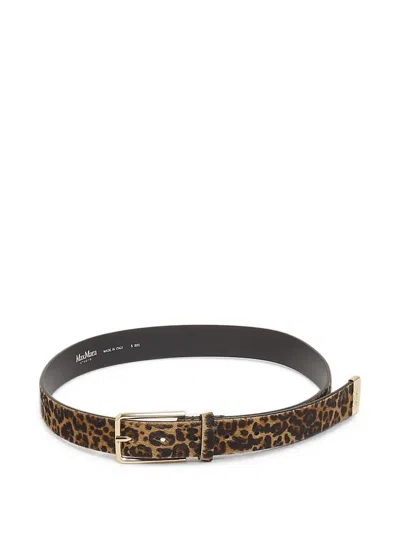 Max Mara Tometto Leopard-print Buckle-fastening Belt In Brown