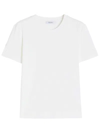 MAX MARA TONE ON TONE EMBROIDERED LOGO COTTON T-SHIRT