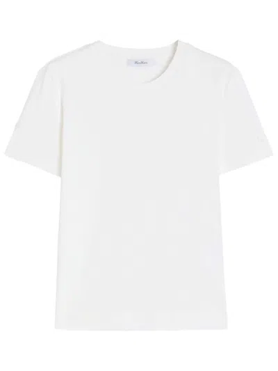 MAX MARA MAX MARA TONE ON TONE EMBROIDERED LOGO COTTON T-SHIRT CLOTHING