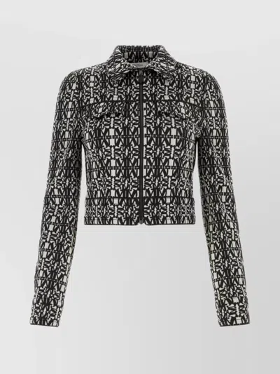 Max Mara Tony Embroidered Jersey Jacket In White/black