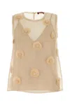 Max Mara Top Achille In Organza Beige  Donna