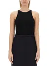 Max Mara Fascino Cotton Blend Jersey Tank Top In Black