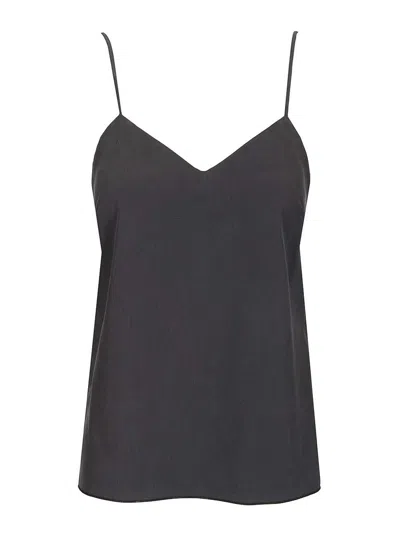 Max Mara Silk Canvas Top In Black
