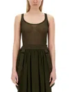 Max Mara Sleeveless Ribbed Scoop Neck Top In Green