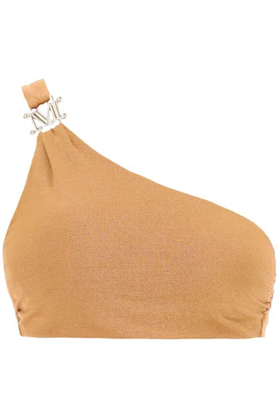 Max Mara Top Bikini Monospalla In Jersey E Lurex In Brown