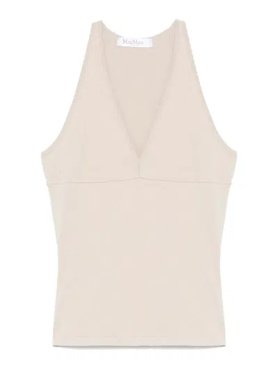 Max Mara V-neck Sleeveless Fitted Top Style In Neutral