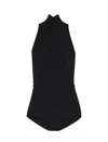 Max Mara Black High-neck One-piece With Open Back And Structured Shorts In Black