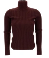 Max Mara Ribbed Turtleneck Sweater In Burgundy