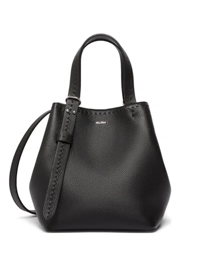 Max Mara Top-handles Leather Tote Bag In Black