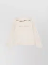 Max Mara Logo Cotton Hoodie With Classic Hood And Ribbed Finish In White
