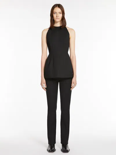 Max Mara Top In Cotton Double Fabric In Black