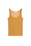 Max Mara Semi-sheer Fine-ribbed Top In Leather Brown