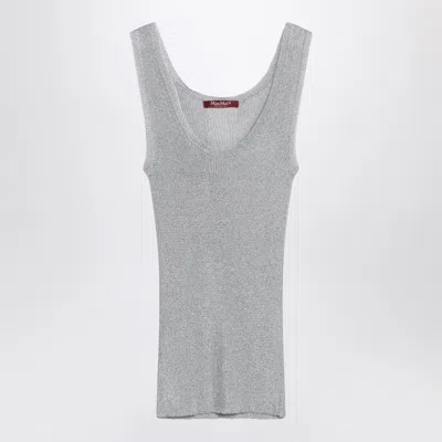 Max Mara Top Lurex Tank Top In Silver