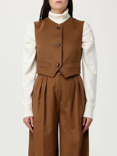Max Mara Top  Woman Color Leather In Brown